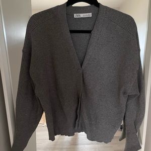 Zara | Grey Ribbed Cardigan